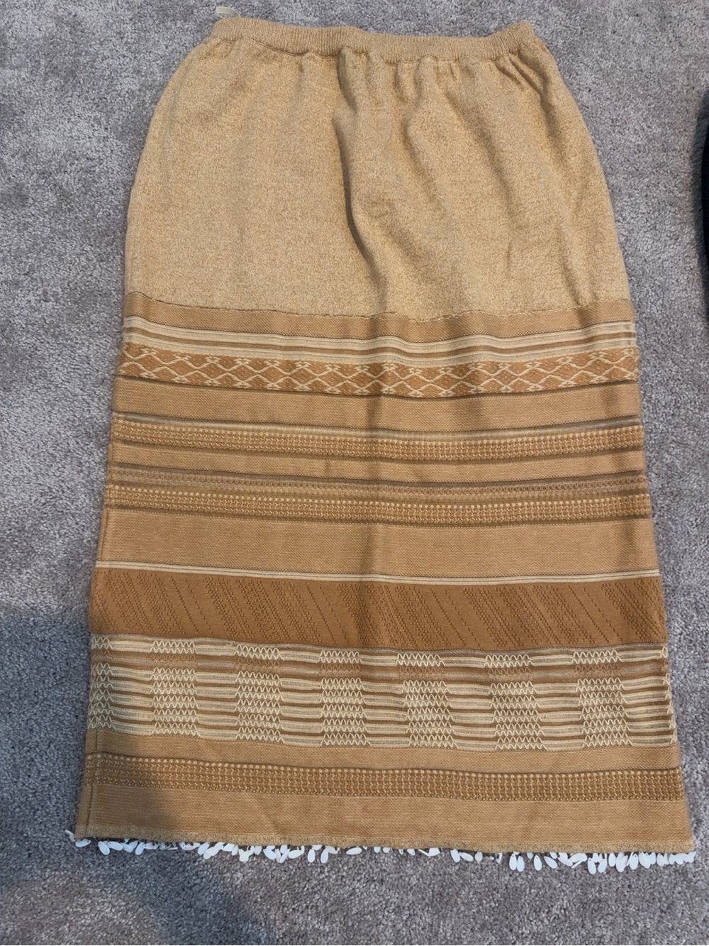 Double D Ranch Tan Striped Maxi Skirt with Woven Texture
